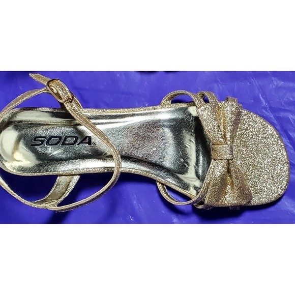 Soda 3 Children's Girl's Open Toe Slingback Block High Heel Sandals Flawed - Picture 8 of 12